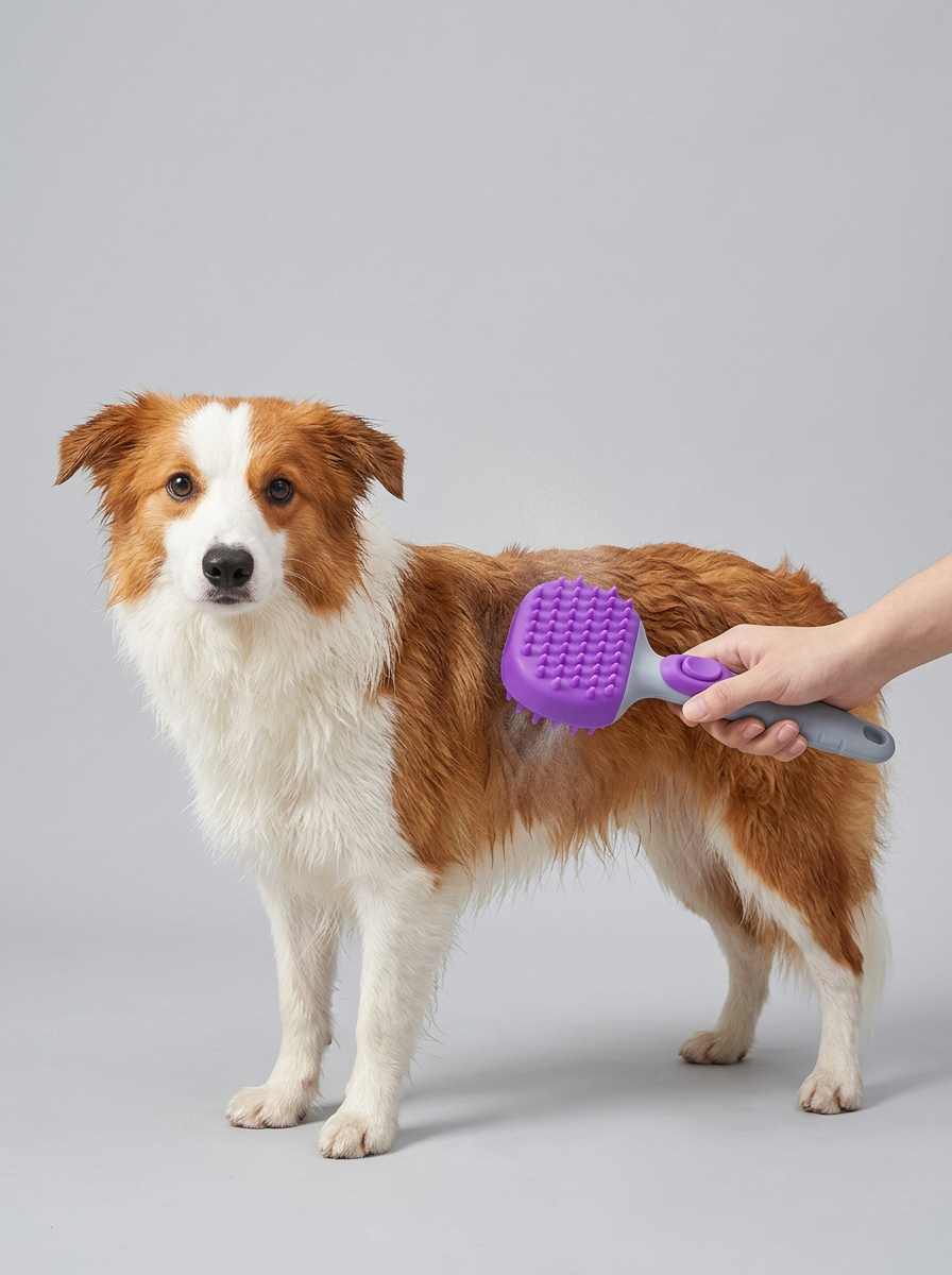 Pet Shower Brush Shampoo Dispenser Scrubber | Bath Brush