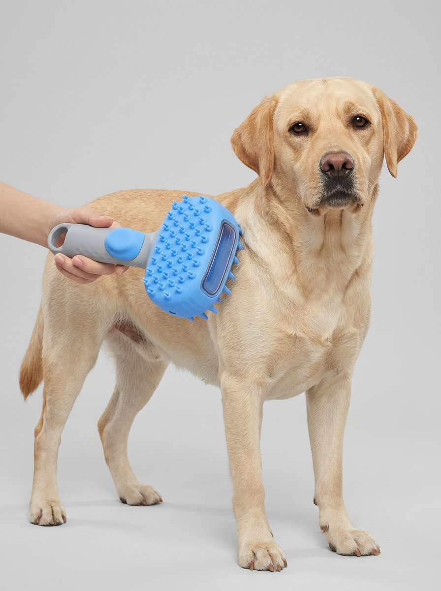 Pet Shower Brush Shampoo Dispenser Scrubber | Bath Brush